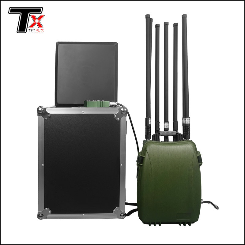 Man Pack Bộ chặn tín hiệu Uav chống máy bay không người lái 360 độ 2000 mét